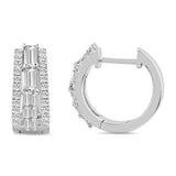 14K WHITE GOLD 1.00CT ROUND/BAGUETTE DIAMOND LADIES EARRINGS
