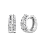 14K WHITE GOLD 1.00CT ROUND/BAGUETTE DIAMOND LADIES EARRINGS