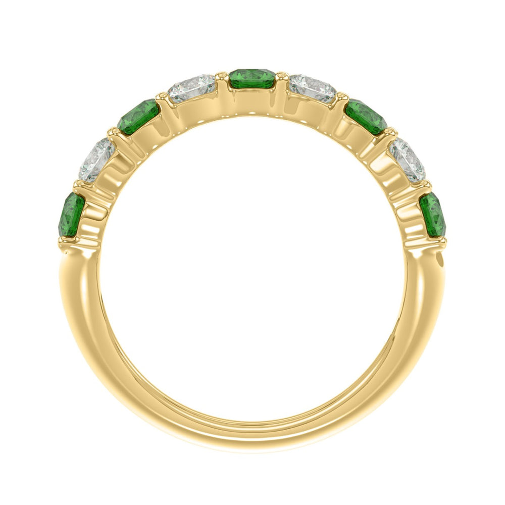 14K YELLOW GOLD 2 3/8CT ROUND/GREEN EMERALD ROUND DIAMOND LADIES BAND