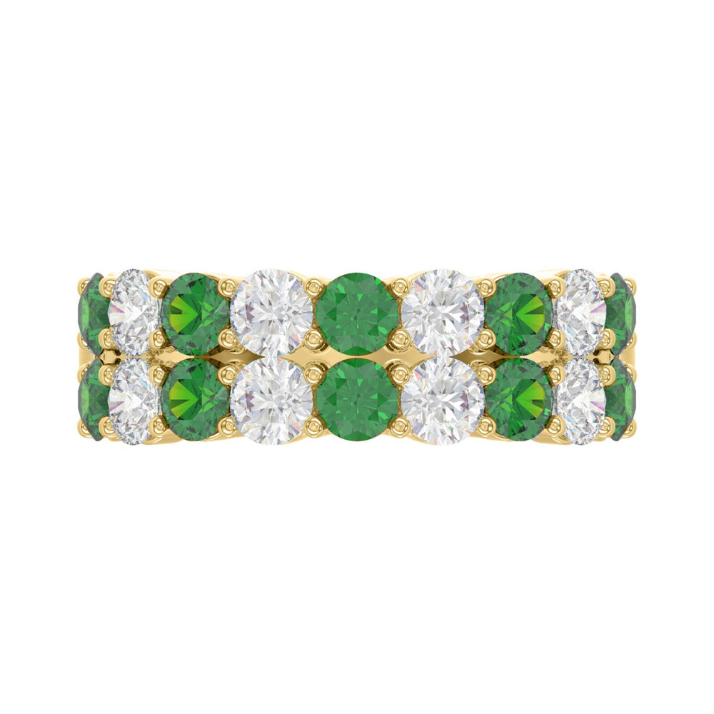 14K YELLOW GOLD 2 3/8CT ROUND/GREEN EMERALD ROUND DIAMOND LADIES BAND