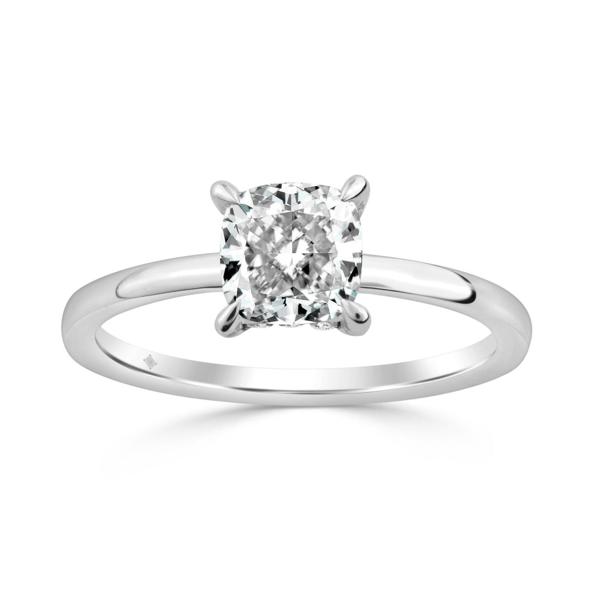 14K WHITE GOLD 2.00CT ROUND/CUSHION DIAMOND LADIES RING (CENTER STONE CUSHION DIAMOND 2CT)