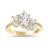 14K YELLOW GOLD 2.00CT ROUND/PEAR/MARQUISE/LONG HEXAGON STEP CUT LADIES RING