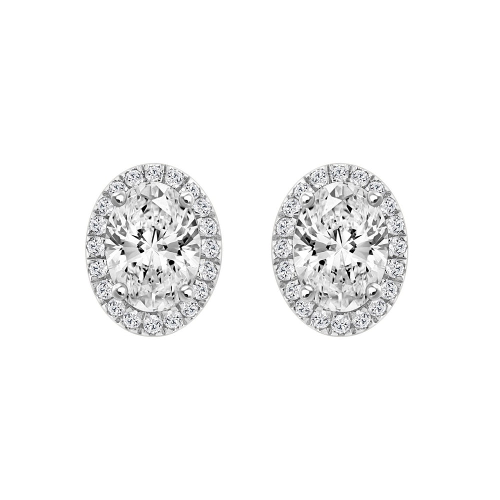 14K WHITE GOLD 2 1/4CT ROUND/OVAL DIAMOND LADIES EARRINGS