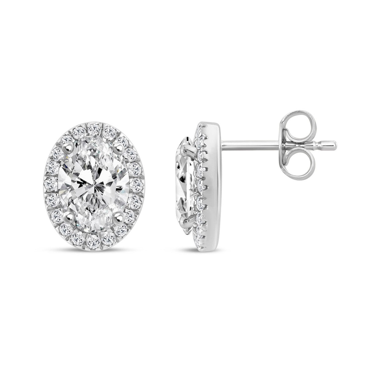 14K WHITE GOLD 2 1/4CT ROUND/OVAL DIAMOND LADIES EARRINGS
