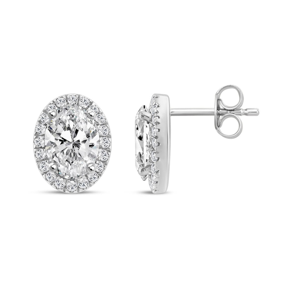 14K WHITE GOLD 2 1/4CT ROUND/OVAL DIAMOND LADIES EARRINGS