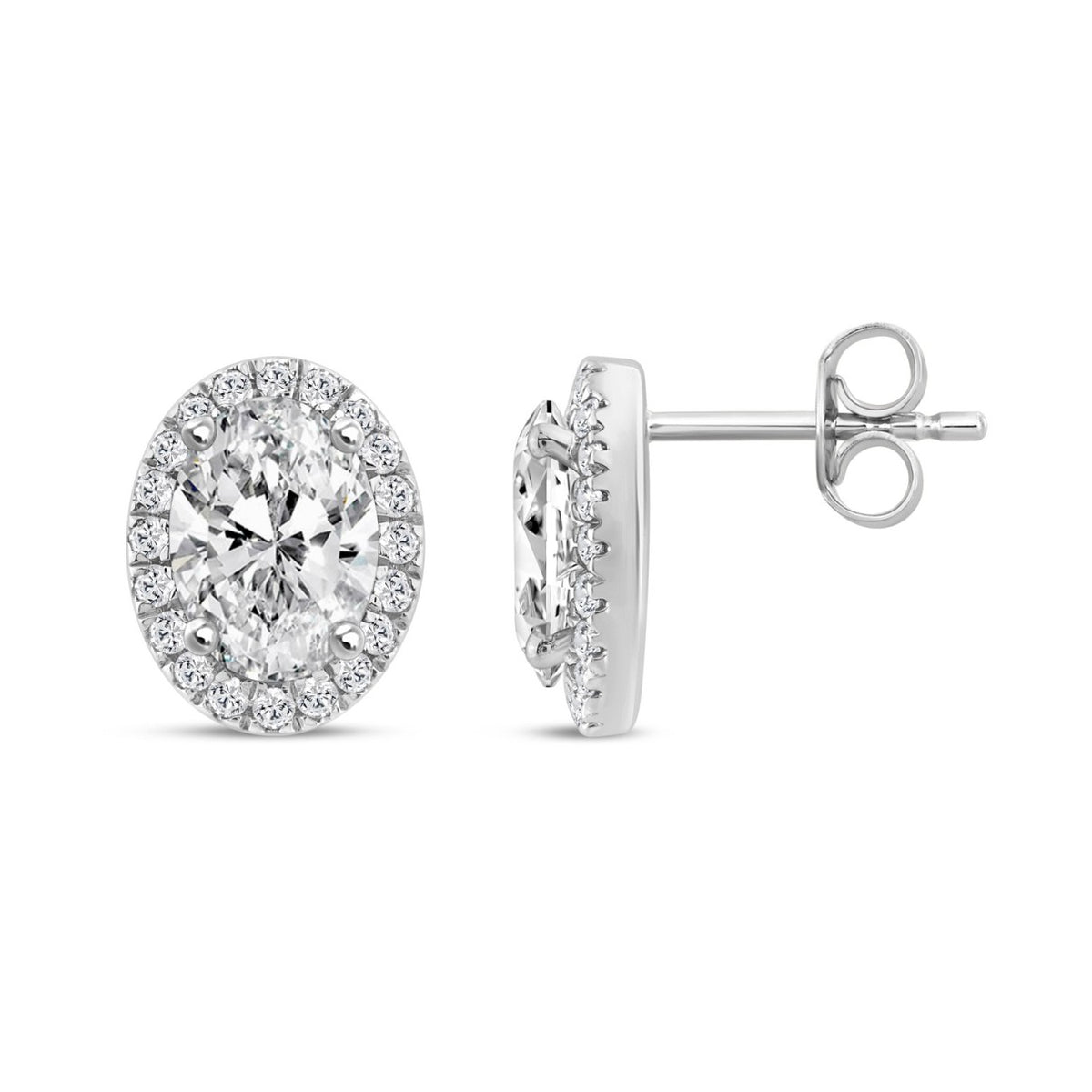 14K WHITE GOLD 2 1/4CT ROUND/OVAL DIAMOND LADIES EARRINGS
