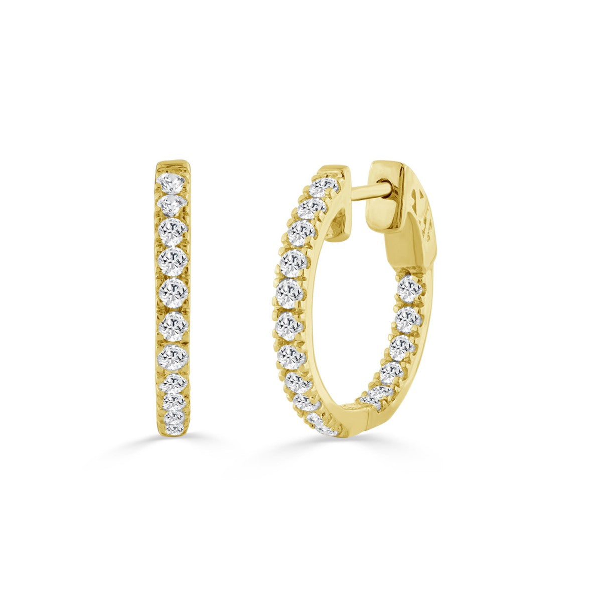 10K YELLOW GOLD 2.00CT ROUND DIAMOND LADIES HOOP EARRINGS