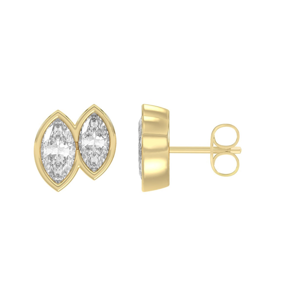 Elegant Ladies Earring 10K Collection Linked Hearts Yellow Gold 1.00CT Marquise Lab Grown Diamond (Color F-G -Clarity VS1/VS2)
