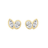 1.00CT Yellow Gold 14K Collection Linked Hearts Two-Stone Diamond Stud Ladies Earrings &amp; Oval &amp; Marquise Cut Diamond (Color F-G Clarity VS1/VS2)