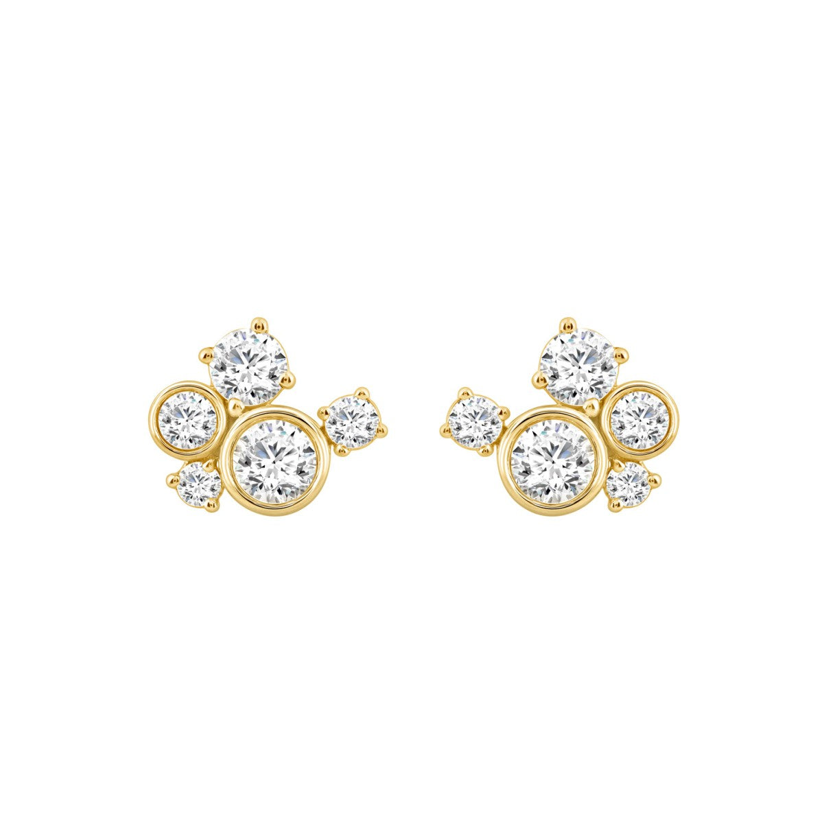 1.00CT Yellow Gold 10K Round Diamond Fashion Earrings for Women (Color F-G Clarity VS1/VS2)