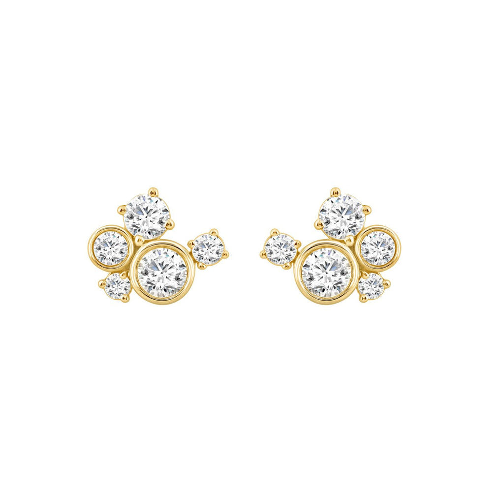 1.00CT Yellow Gold 10K Round Diamond Fashion Earrings for Women (Color F-G Clarity VS1/VS2)