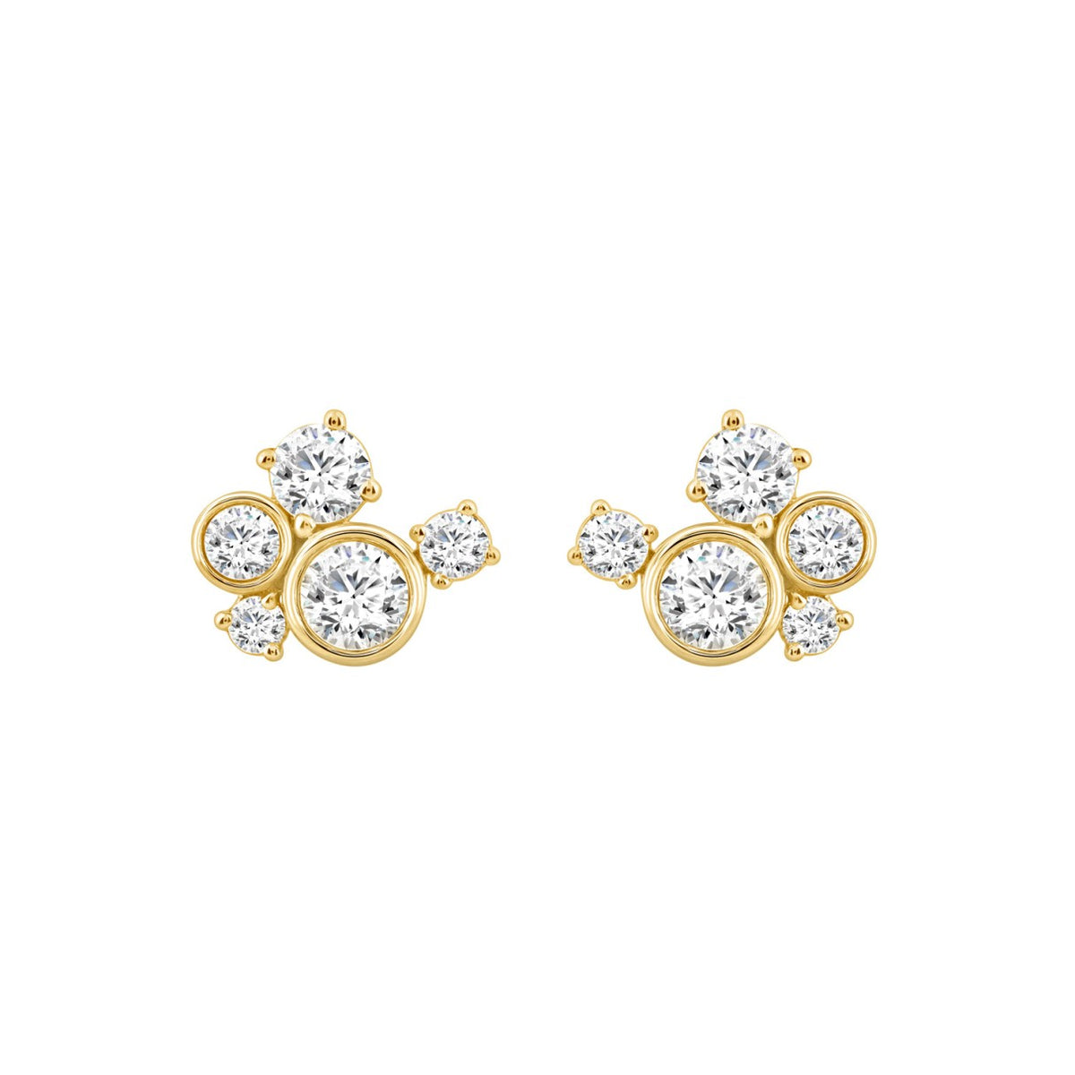 1.00CT Yellow Gold 10K Round Diamond Fashion Earrings for Women (Color F-G Clarity VS1/VS2)