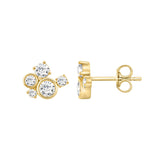 1.00CT Yellow Gold 10K Round Diamond Fashion Earrings for Women (Color F-G Clarity VS1/VS2)