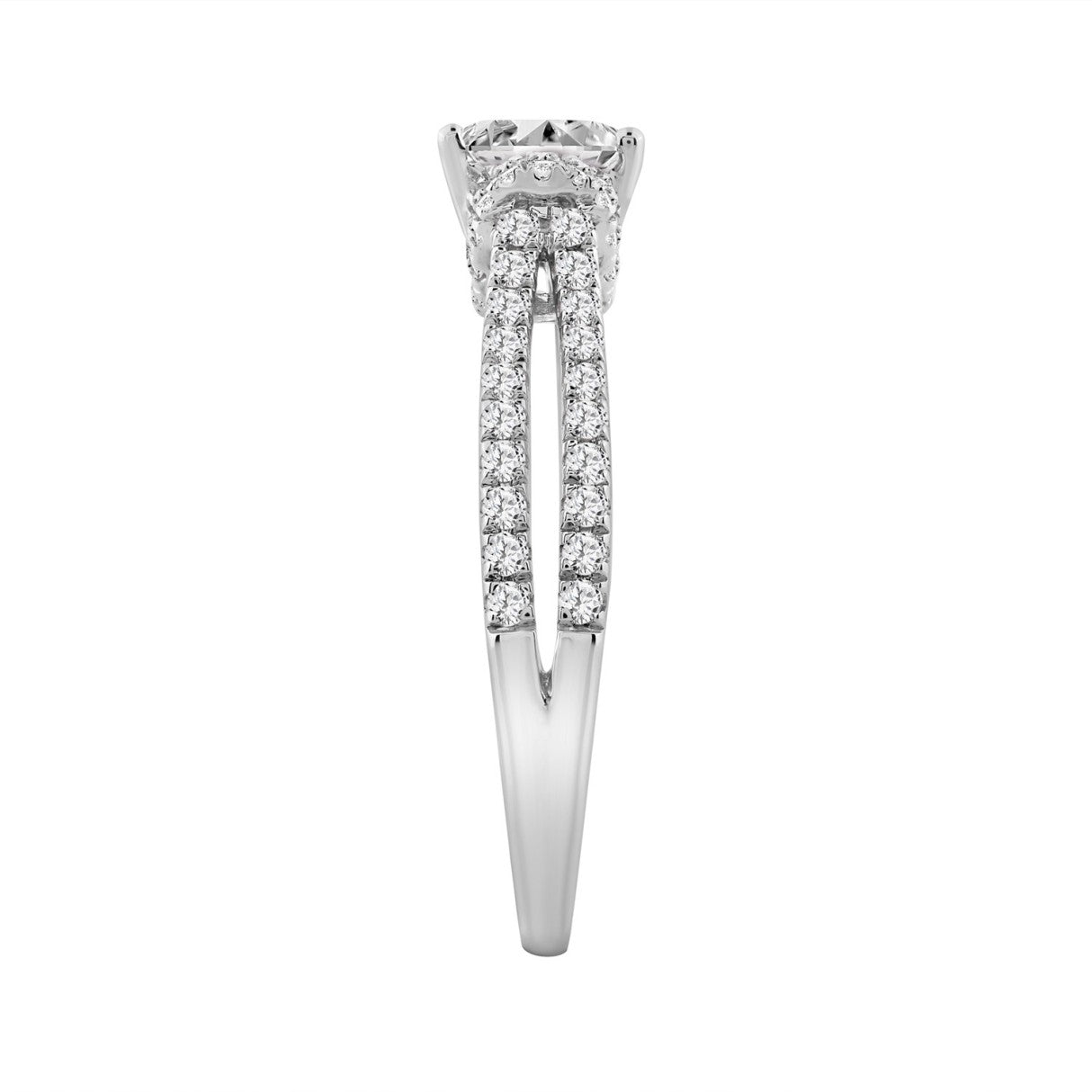 14K WHITE GOLD 1 1/2CT ROUND/PRINCESS DIAMOND LADIES BRIDAL RING (CENTER STONE PRINCESS DIAMOND 1CT)