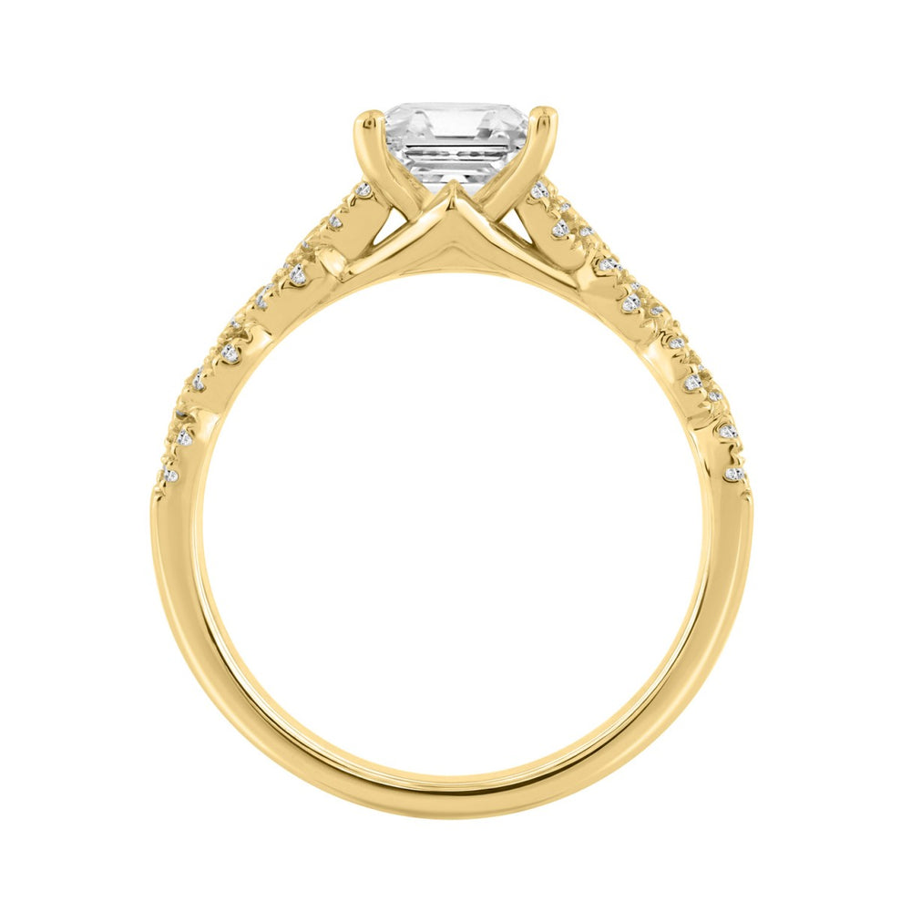 14K YELLOW GOLD 1 1/4CT ROUND/PRINCESS DIAMOND LADIES BRIDAL RING (CENTER STONE PRINCESS DIAMOND 1CT)
