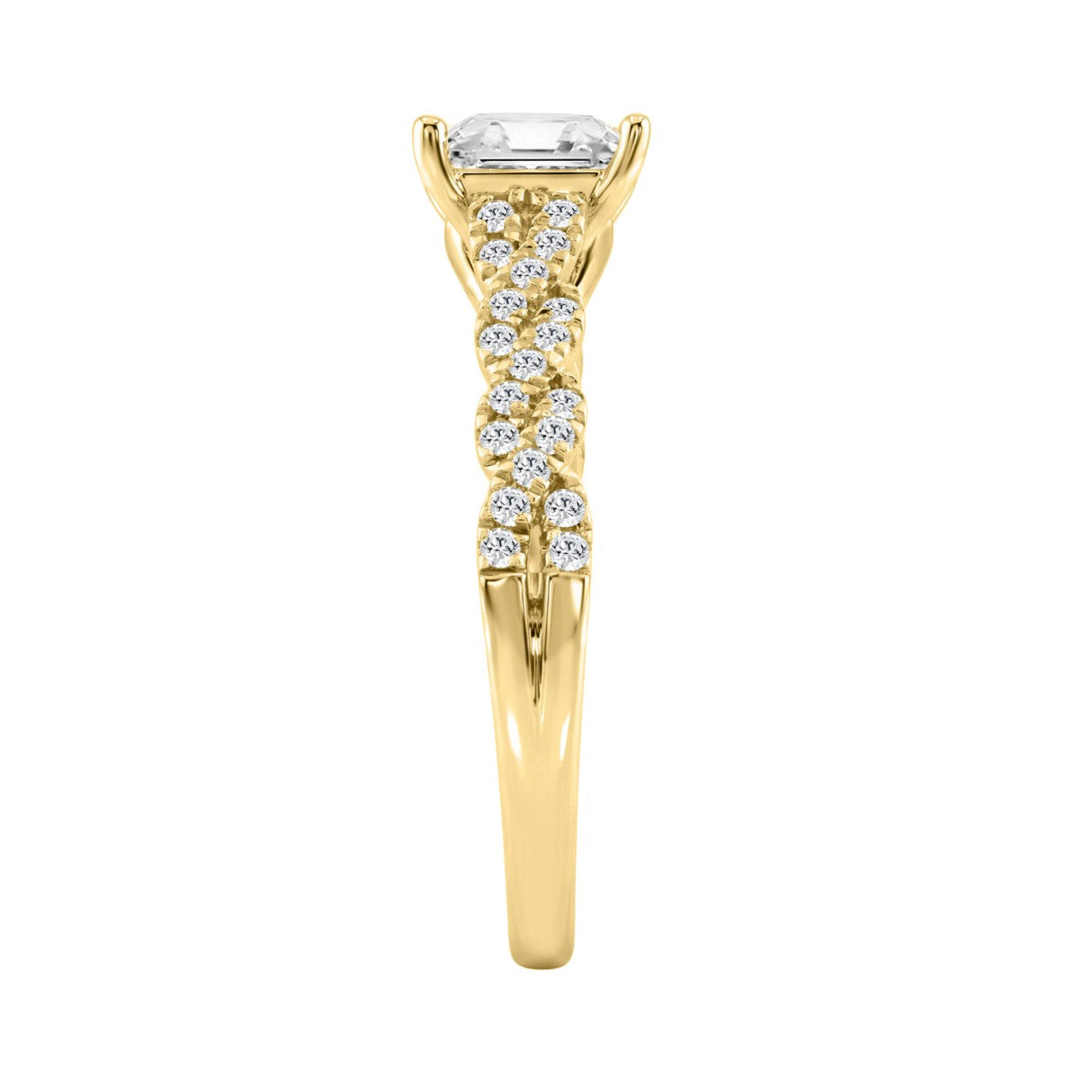 14K YELLOW GOLD 1 1/4CT ROUND/PRINCESS DIAMOND LADIES BRIDAL RING (CENTER STONE PRINCESS DIAMOND 1CT)