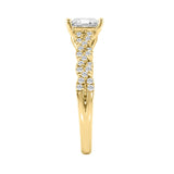 14K YELLOW GOLD 1 1/4CT ROUND/PRINCESS DIAMOND LADIES BRIDAL RING (CENTER STONE PRINCESS DIAMOND 1CT)