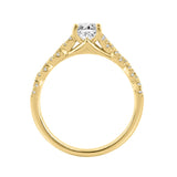 14K YELLOW GOLD 1 1/4CT ROUND/PEAR DIAMOND LADIES BRIDAL RING (CENTER STONE PEAR DIAMOND 1CT)