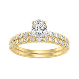 14K YELLOW GOLD 1 1/4CT ROUND/OVAL DIAMOND LADIES BRIDAL SET (CENTER STONE OVAL DIAMOND 3/4CT)