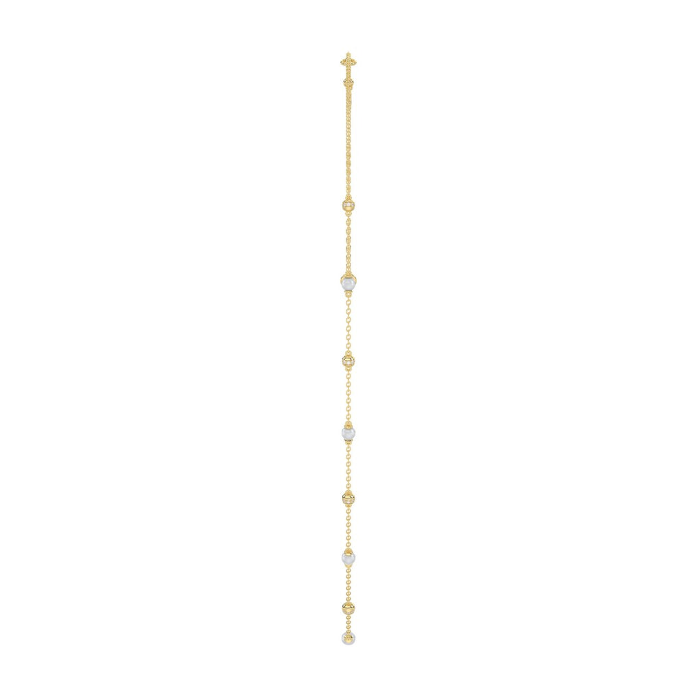 Luxury Round/Pearl Diamond Necklace 10K Yellow Gold 1/3CT Elegant Ladies Jewelry (Color F-G -Clarity VS1/VS2)