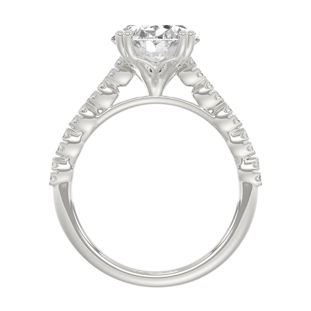 Ladies 14K White Gold Ladies Elegance- Bridal Set  3 1/3CT Round & Oval Diamonds 3.00CT Oval Center stone (Color F-G  Clarity VS1/VS2)