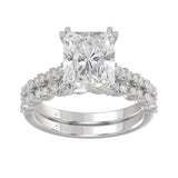 Ladies 14K White Gold Ladies Elegance- Bridal Set  3 1/3CT Round &amp; Radiant Diamond 3.00CT Radiant Center stone (Color F-G -Clarity VS1/VS2)