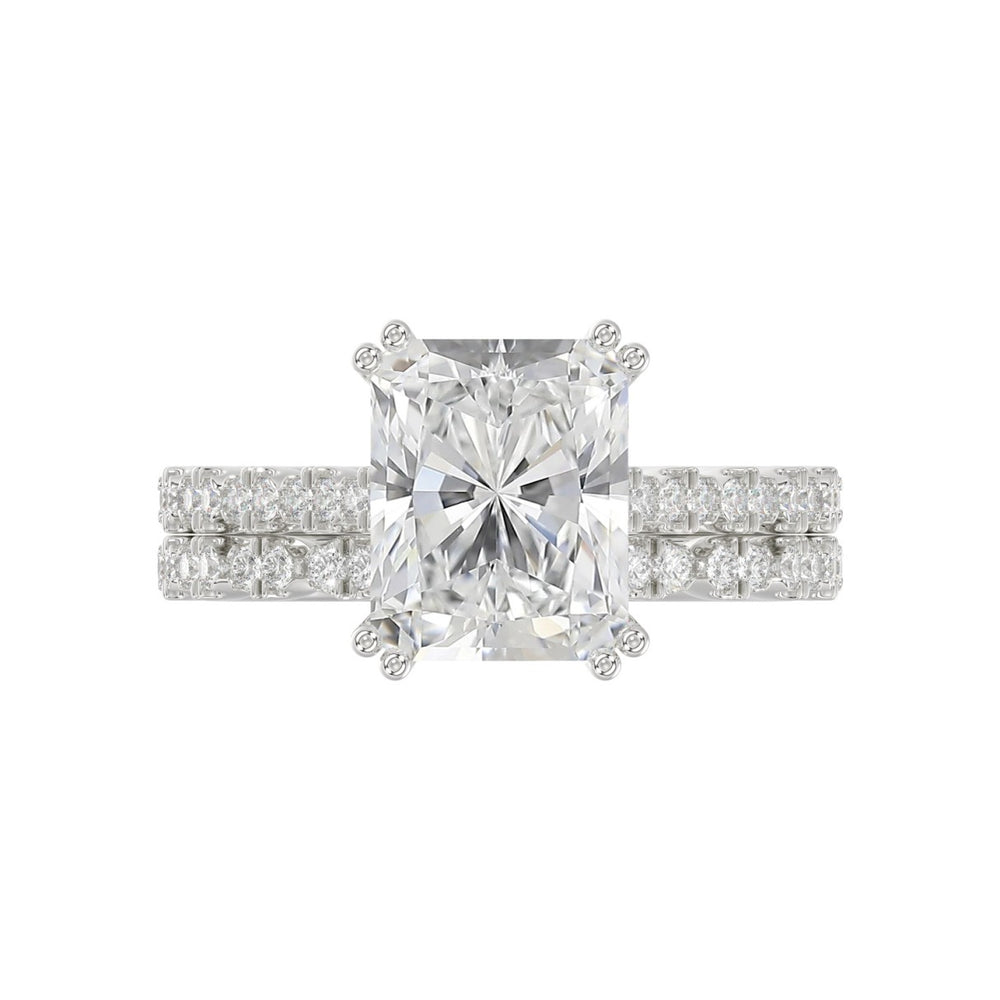 Ladies 14K White Gold Ladies Elegance- Bridal Set  3 1/3CT Round &amp; Radiant Diamond 3.00CT Radiant Center stone (Color F-G -Clarity VS1/VS2)