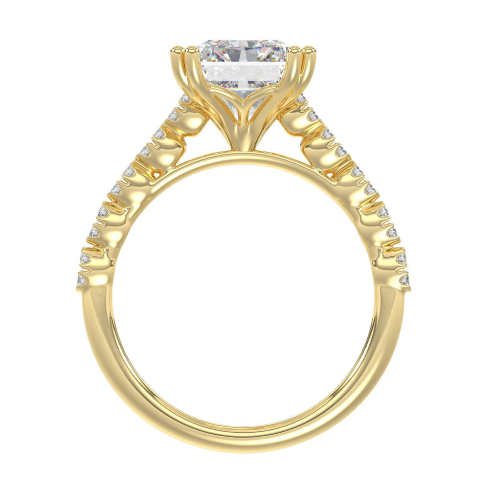 Ladies 14K Yellow Gold Ladies Elegance- Bridal Set  3 1/3CT Round &amp; Radiant Diamond 3.00CT Radiant Center stone (Color F-G -Clarity VS1/VS2)