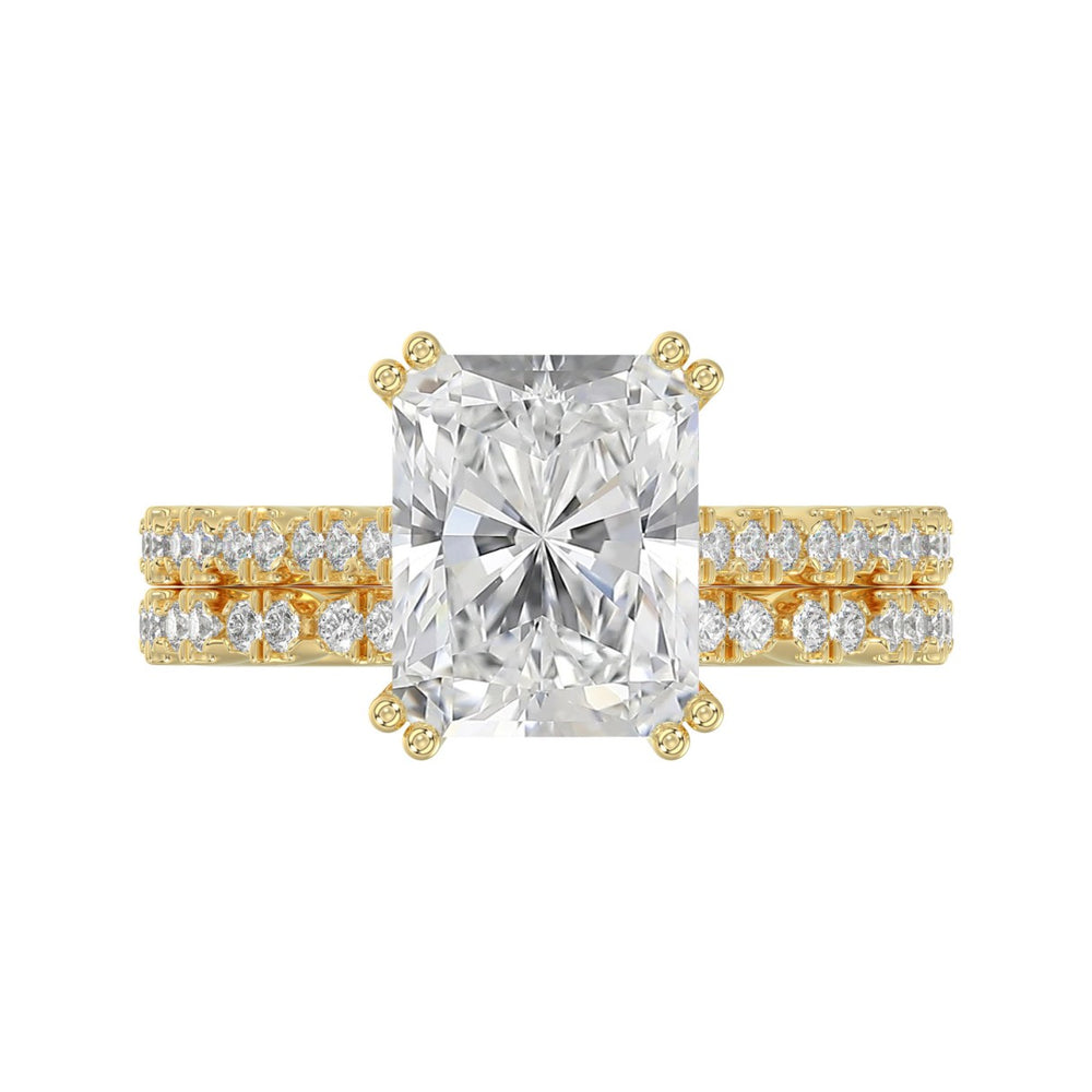 Ladies 14K Yellow Gold Ladies Elegance- Bridal Set  3 1/3CT Round &amp; Radiant Diamond 3.00CT Radiant Center stone (Color F-G -Clarity VS1/VS2)