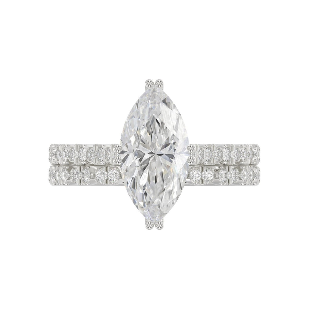 Ladies 14K White Gold Ladies Elegance- Bridal Set  3 1/3CT Round & Marquise Diamonds 3.00CT Marquise Center stone (Color F-G -Clarity VS1/VS2)