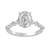 14K White Gold Oval Diamond Fancy Engagement Ring for Ladies 2 1/2CT with Marquise &amp; Round Diamond 2.00CT Oval Center stone (Color F-G -Clarity VS1/VS2)