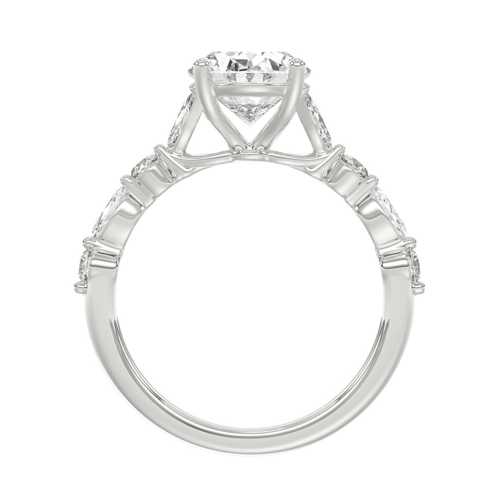 14K White Gold Oval Diamond Fancy Engagement Ring for Ladies 2 1/2CT with Marquise &amp; Round Diamond 2.00CT Oval Center stone (Color F-G -Clarity VS1/VS2)