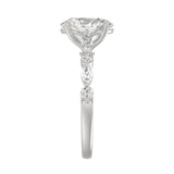 14K White Gold Oval Diamond Fancy Engagement Ring for Ladies 2 1/2CT with Marquise &amp; Round Diamond 2.00CT Oval Center stone (Color F-G -Clarity VS1/VS2)