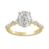 14K Yellow Gold Oval Diamond Fancy Engagement Ring for Ladies 2 1/2CT with Marquise &amp; Round Diamond 2.00CT Oval Center stone (Color F-G -Clarity VS1/VS2)