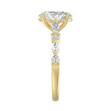 14K Yellow Gold Oval Diamond Fancy Engagement Ring for Ladies 2 1/2CT with Marquise &amp; Round Diamond 2.00CT Oval Center stone (Color F-G -Clarity VS1/VS2)