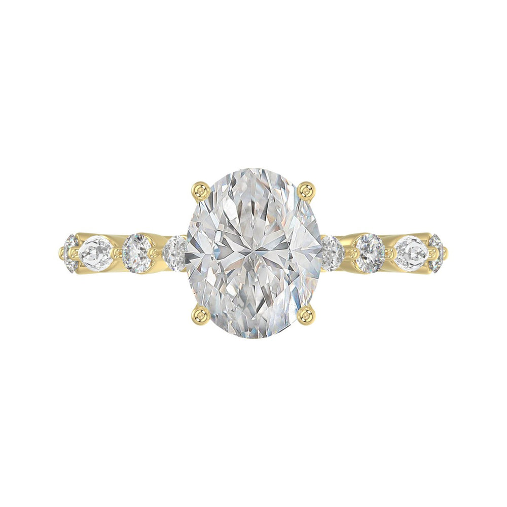 14K Yellow Gold Oval Diamond Fancy Engagement Ring for Ladies 2 1/2CT with Marquise &amp; Round Diamond 2.00CT Oval Center stone (Color F-G -Clarity VS1/VS2)