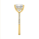 14K YELLOW GOLD 5 1/4CT ROUND/CUSHION DIAMOND LADIES RING (CENTER STONE CUSHION DIAMOND 5.00CT)