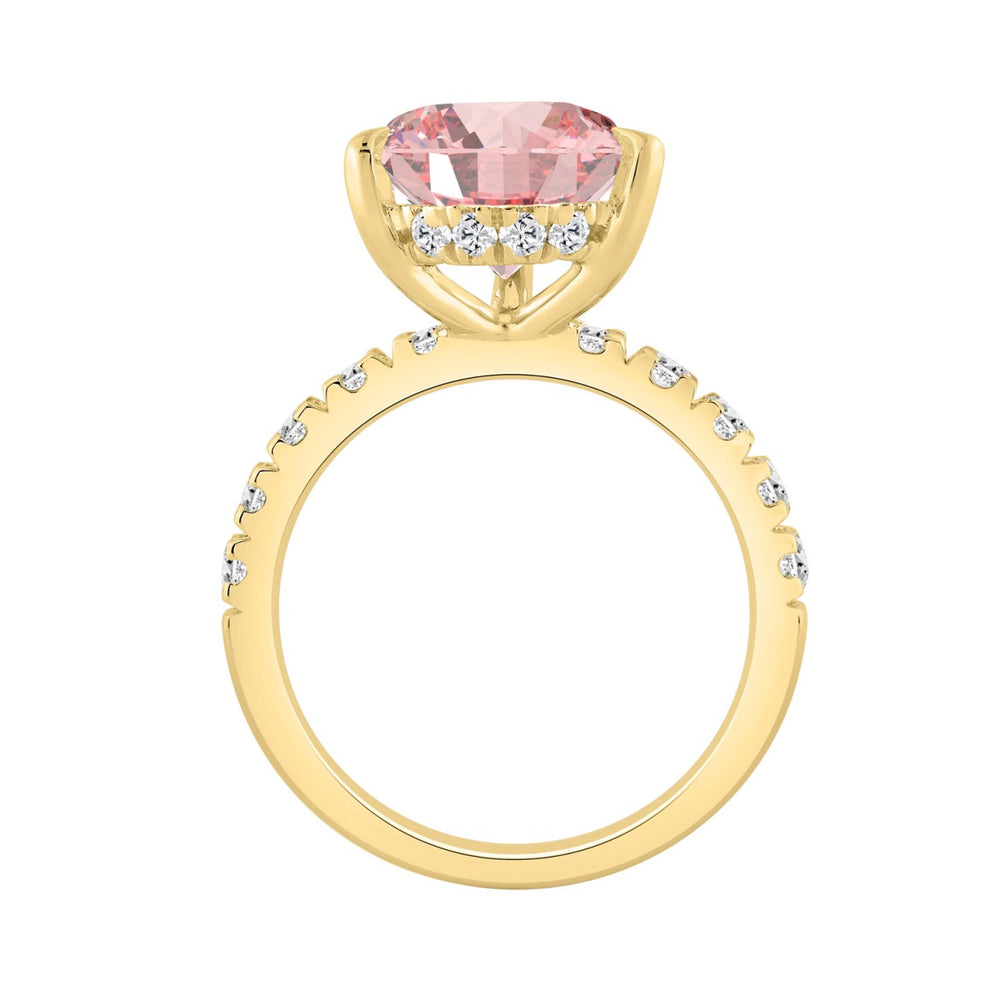 14K YELLOW GOLD 6.00CT ROUND/PEAR DIAMOND LADIES RING (CENTER STONE PINK PEAR DIAMOND 5.00CT)