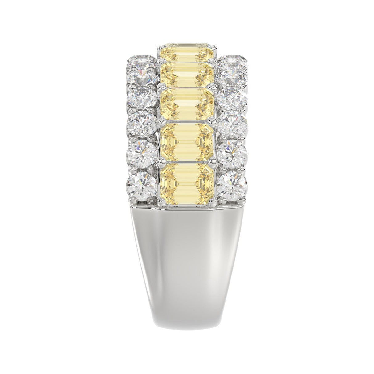 14K WHITE GOLD 3 1/2CT ROUND/YELLOW RADIANT DIAMOND LADIES BAND