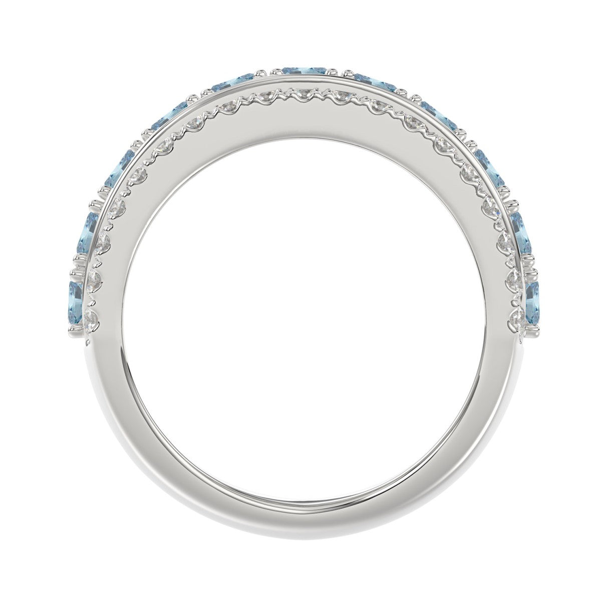 14K WHITE GOLD 2 1/4CT ROUND/OVAL DIAMOND LADIES BAND (CENTER STONE OVAL BLUE DIAMOND 1 5/8CT)