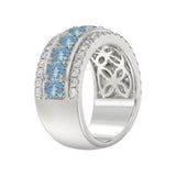 14K WHITE GOLD 2 1/4CT ROUND/OVAL DIAMOND LADIES BAND (CENTER STONE OVAL BLUE DIAMOND 1 5/8CT)