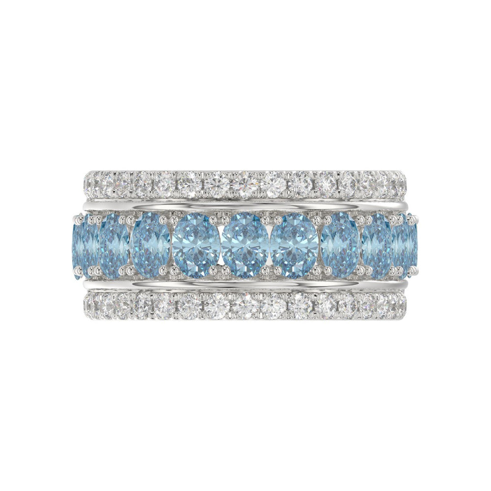 14K WHITE GOLD 2 1/4CT ROUND/OVAL DIAMOND LADIES BAND (CENTER STONE OVAL BLUE DIAMOND 1 5/8CT)