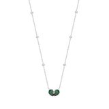 14K WHITE GOLD 2.00CT ROUND/PEAR GREEN EMERALD DIAMOND LADIES NECKLACE 