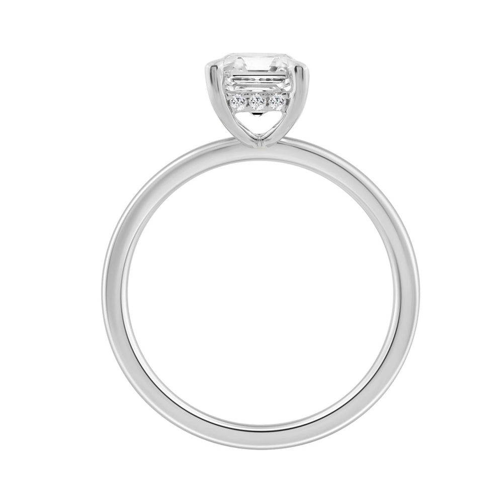 14K WHITE GOLD 1 5/8CT EMERALD/ROUND DIAMOND LADIES RING 