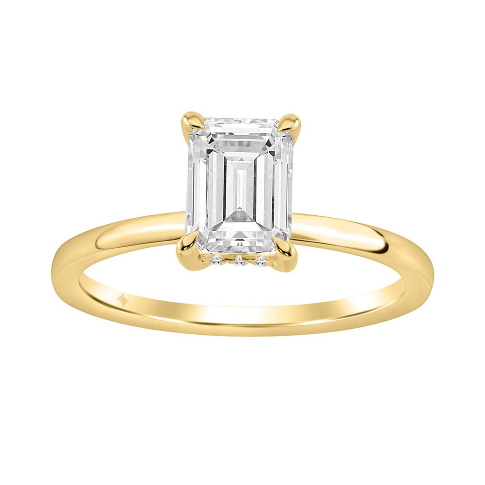 14K YELLOW GOLD 1 5/8CT EMERALD/ROUND DIAMOND LADIES RING 