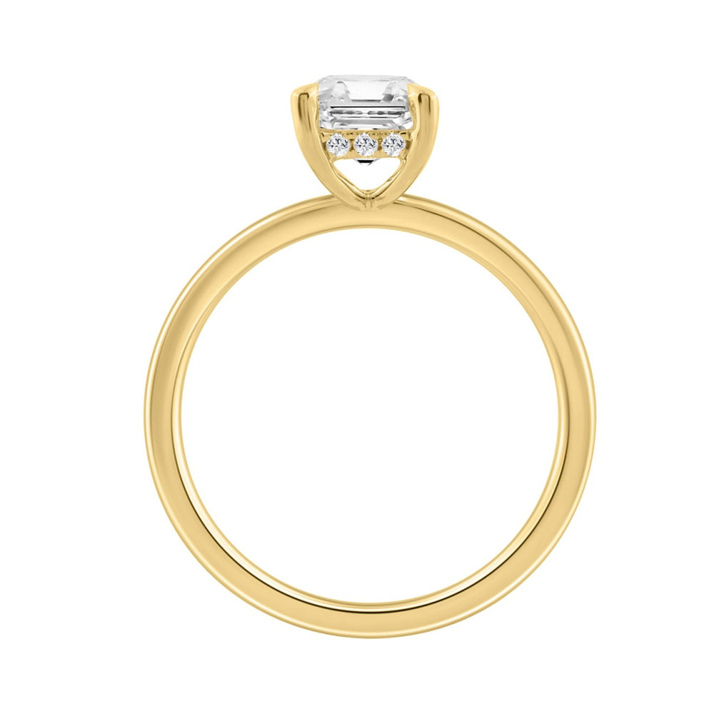 14K YELLOW GOLD 1 5/8CT EMERALD/ROUND DIAMOND LADIES RING 