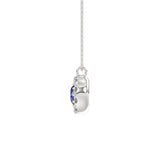 14K WHITE GOLD 1.00CT ROUND/BLUE SAPPHIRE ROUND LADIES PENDANT (BLUE SAPPHIRE ROUND DIAMOND 5/8CT)