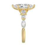 14K Yellow Gold  Bridal Fashion Ring for Ladies 4CT Round &amp; Marquise&amp; Pear Cut Diamonds 3.00CT Marquise Center stone (Color F-G -Clarity VS1/VS2)