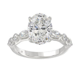 Elegant 14K White Gold  Bridal Fancy Ring for Ladies 3 3/4CT Round &amp; Marquise&amp; Oval Cut Diamonds 3.00CT Center stone (Color F-G -Clarity VS1/VS2)