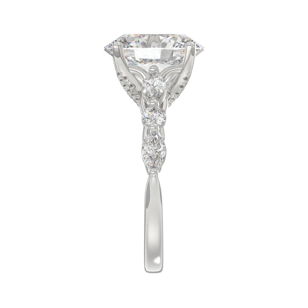 Elegant 14K White Gold  Bridal Fancy Ring for Ladies 3 3/4CT Round &amp; Marquise&amp; Oval Cut Diamonds 3.00CT Center stone (Color F-G -Clarity VS1/VS2)